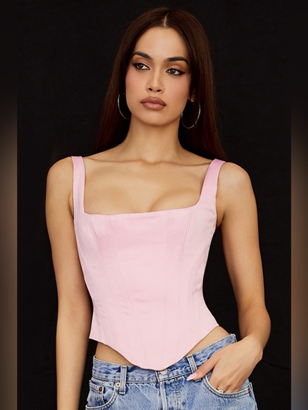 House of CB RAFA Fairy Pink Satin Longline Corset. Size L+ / XL.